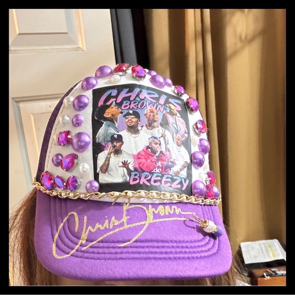 Purple and Gold Embellished Cap